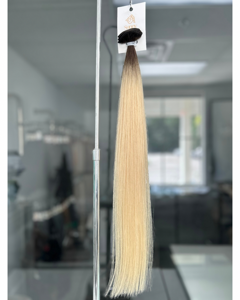 Regular Weft Hair Extensions MOB Rooted Light Blonde (Soft Shadow Root ...