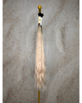 Four bundles of medium blond with deep dark roots body wavy bulk hair arranged together.